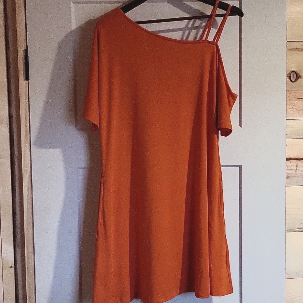 Orange Cold Shoulder Dress
